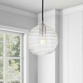 Henn & Hart Wayve Polished Nickel & Textured Glass Pendant PD0079